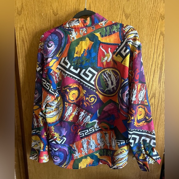 VINTAGE CLINE-KOLAREK SHIRT IN GREEK BAROQUE VERSACE PRINT - Picture 4 of 5